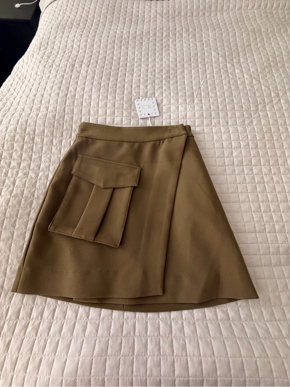 Olive Green Mini Skirt with Cargo Pocket
